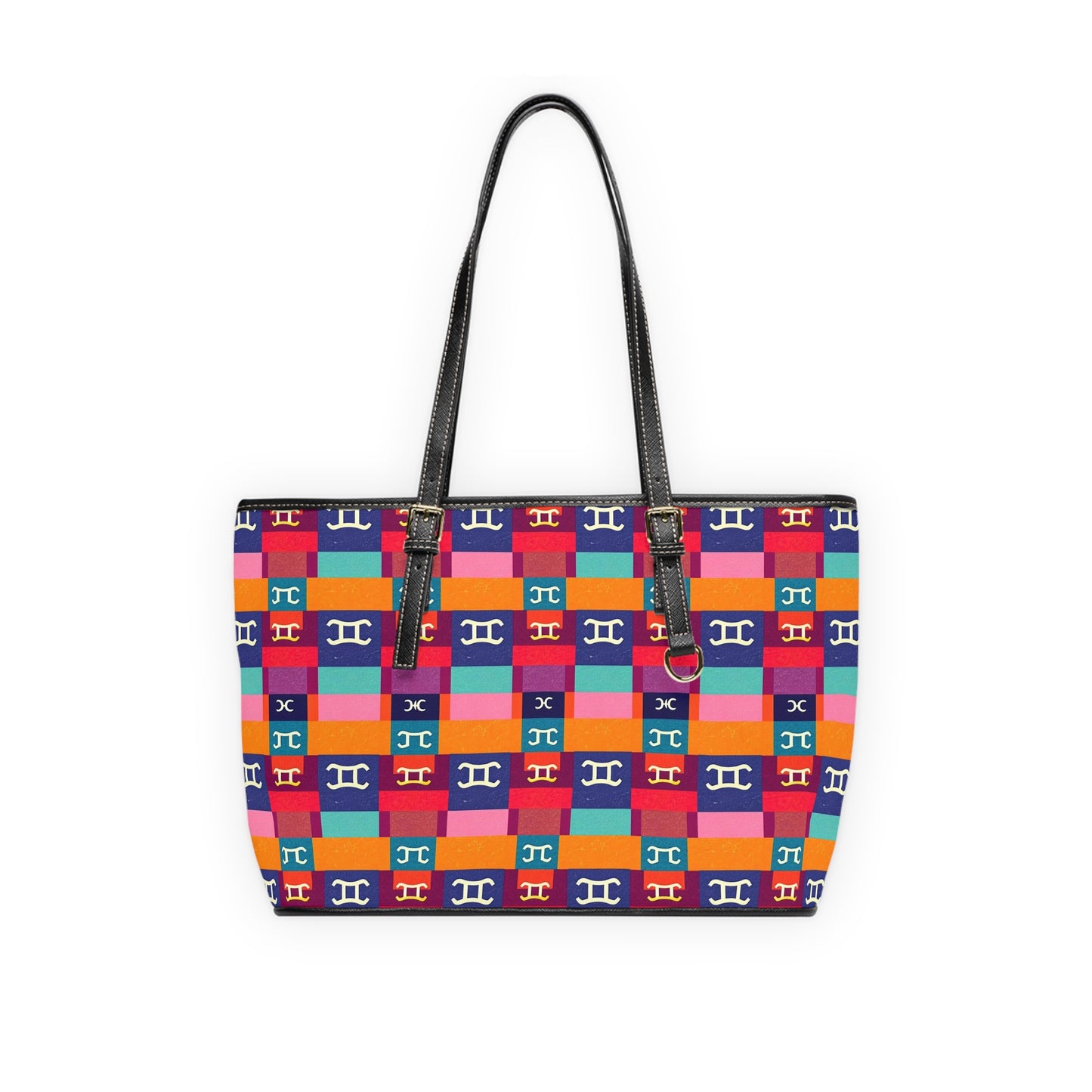 Leather Shoulder Bag, Gemini, Zodiac v3, Shapes Pattern
