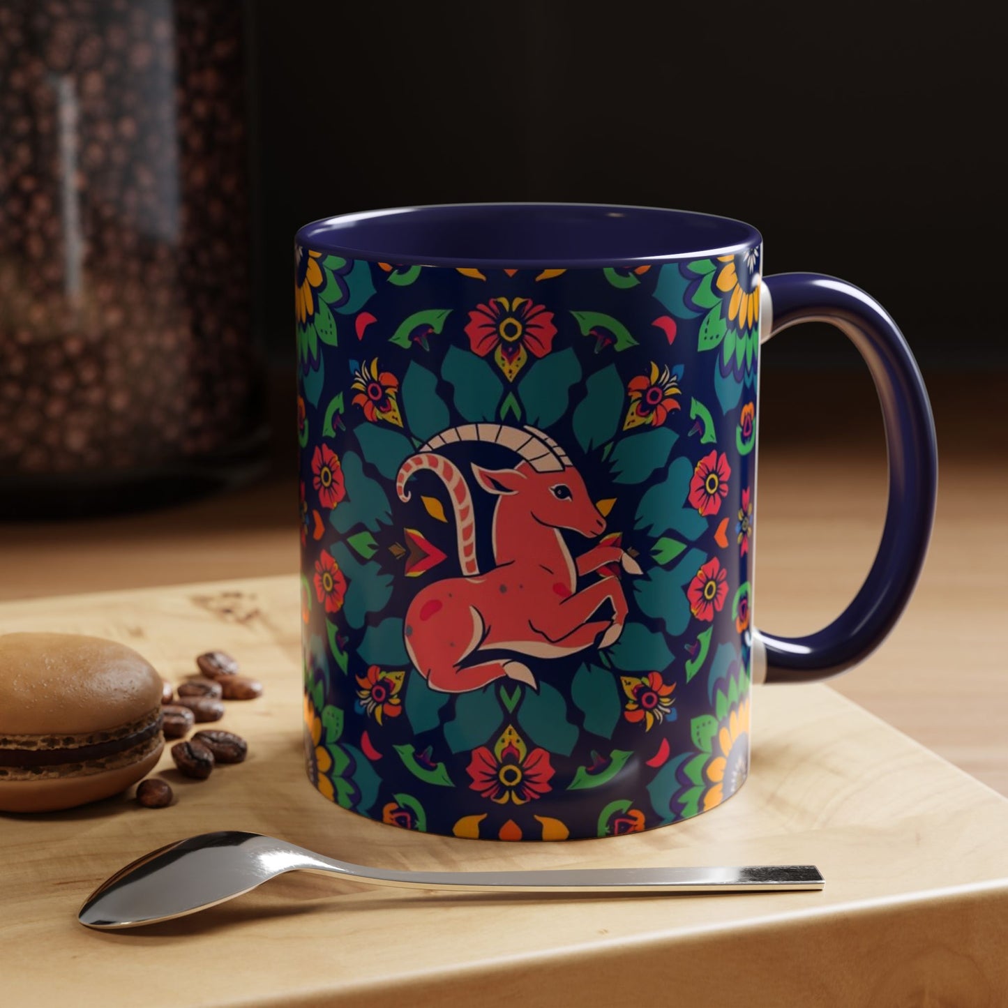 Accent Coffee Mug, Capricorn, Zodiac, Flower Pattern, (11, 15oz)