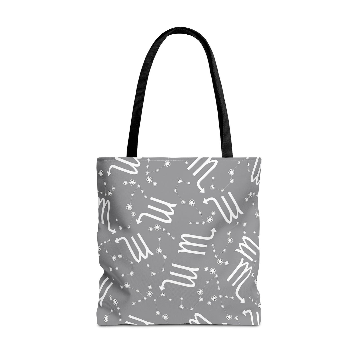Tote Bag, Scorpio Zodiac Sign, AOP, (Grey, White)