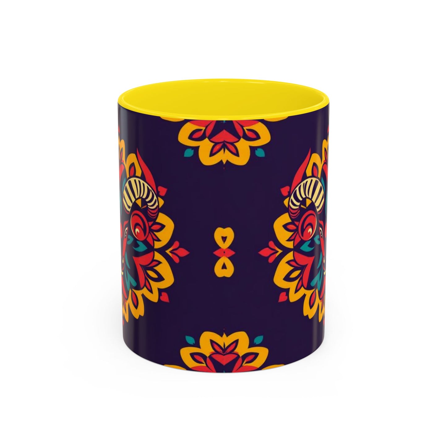 Accent Coffee Mug, Taurus, Zodiac v4. Flower Pattern, (11, 15oz)