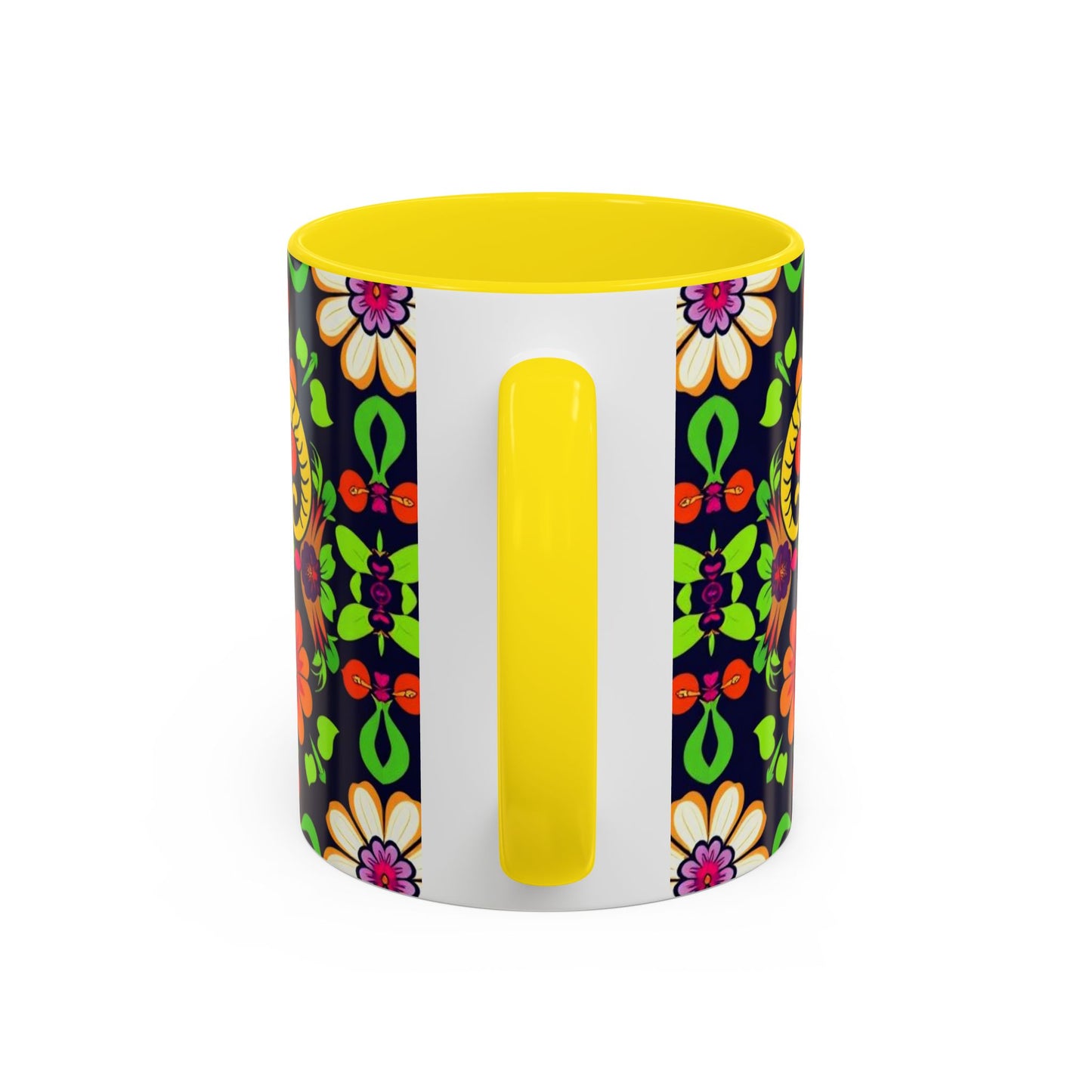 Accent Coffee Mug, Aries, Zodiac v2, Flower Pattern, (11, 15oz)