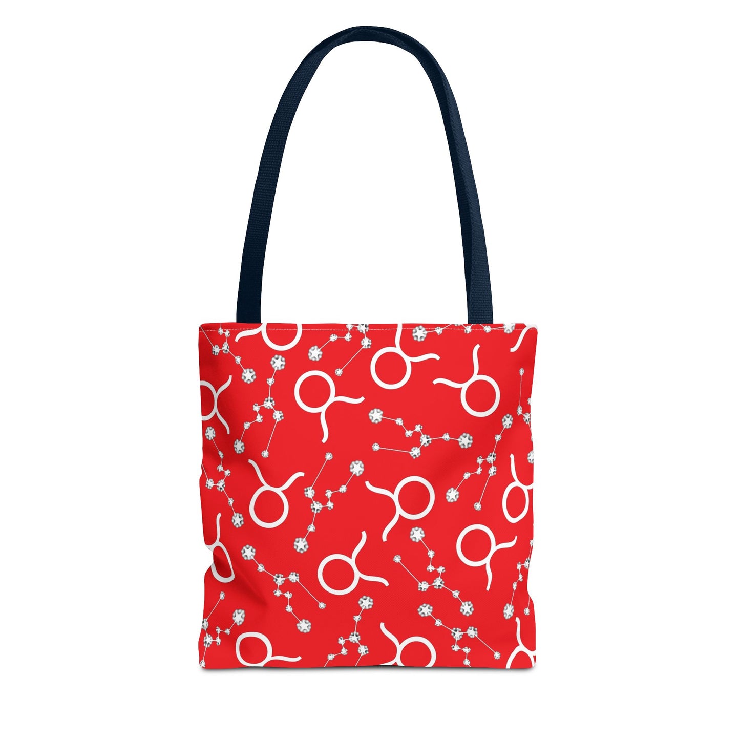 Tote Bag, Taurus Zodiac Sign, AOP, (Red, White)
