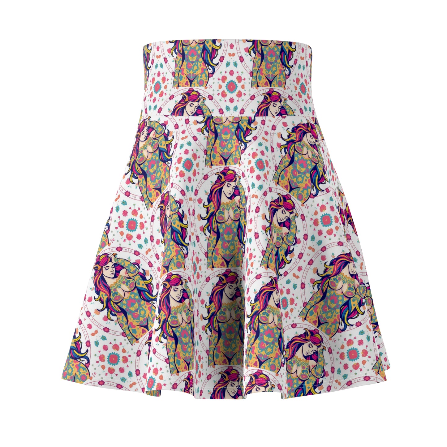 Women's Skater Skirt, (AOP), Leo, Zodiac v4, Sexy Pattern