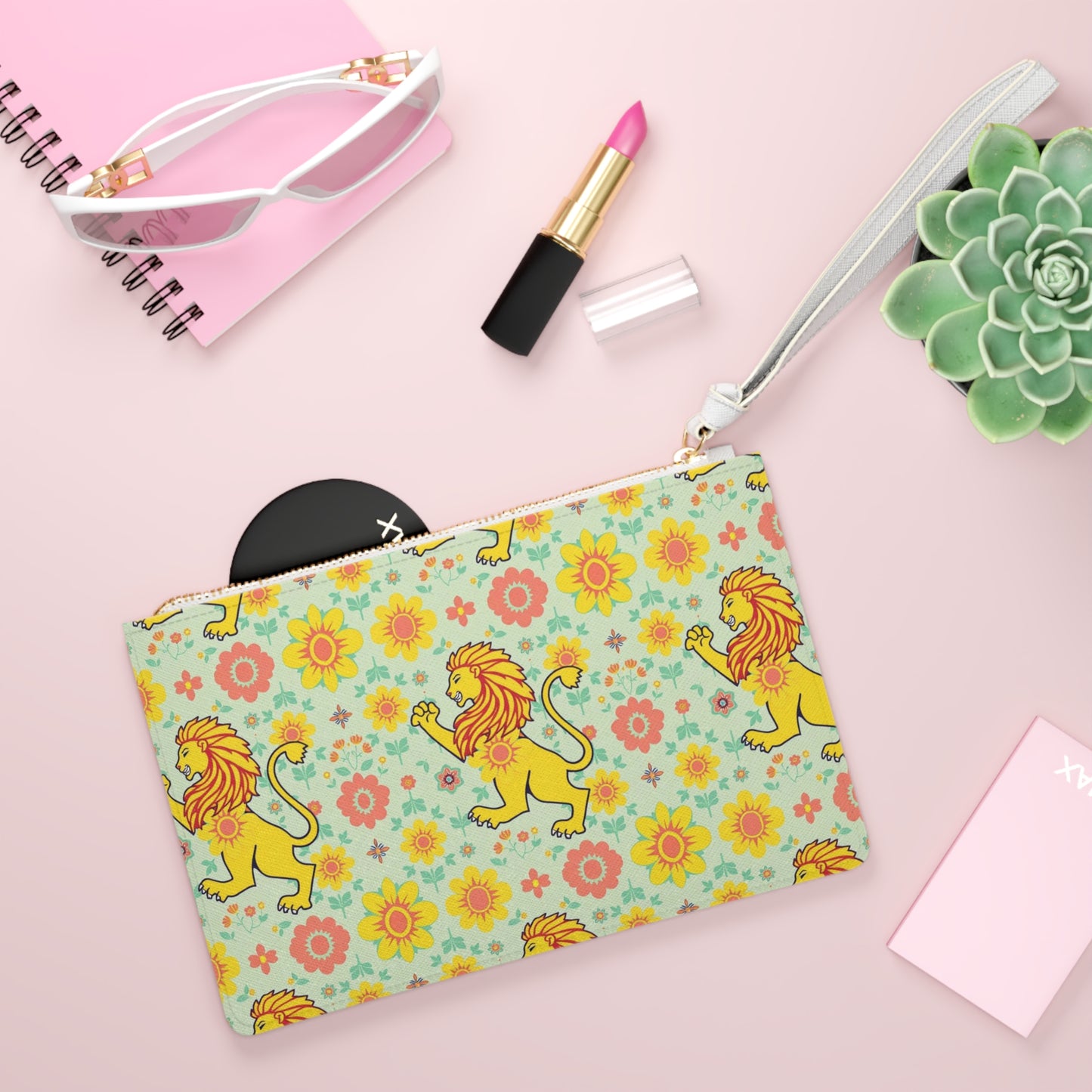Clutch Bag, Leo, Zodiac v2, Flower Pattern
