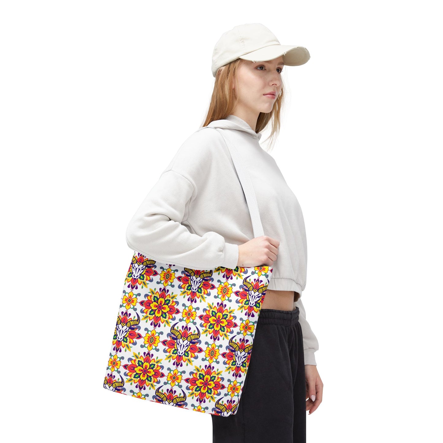 Tote Bag (AOP), Taurus, Zodiac, Flower Pattern