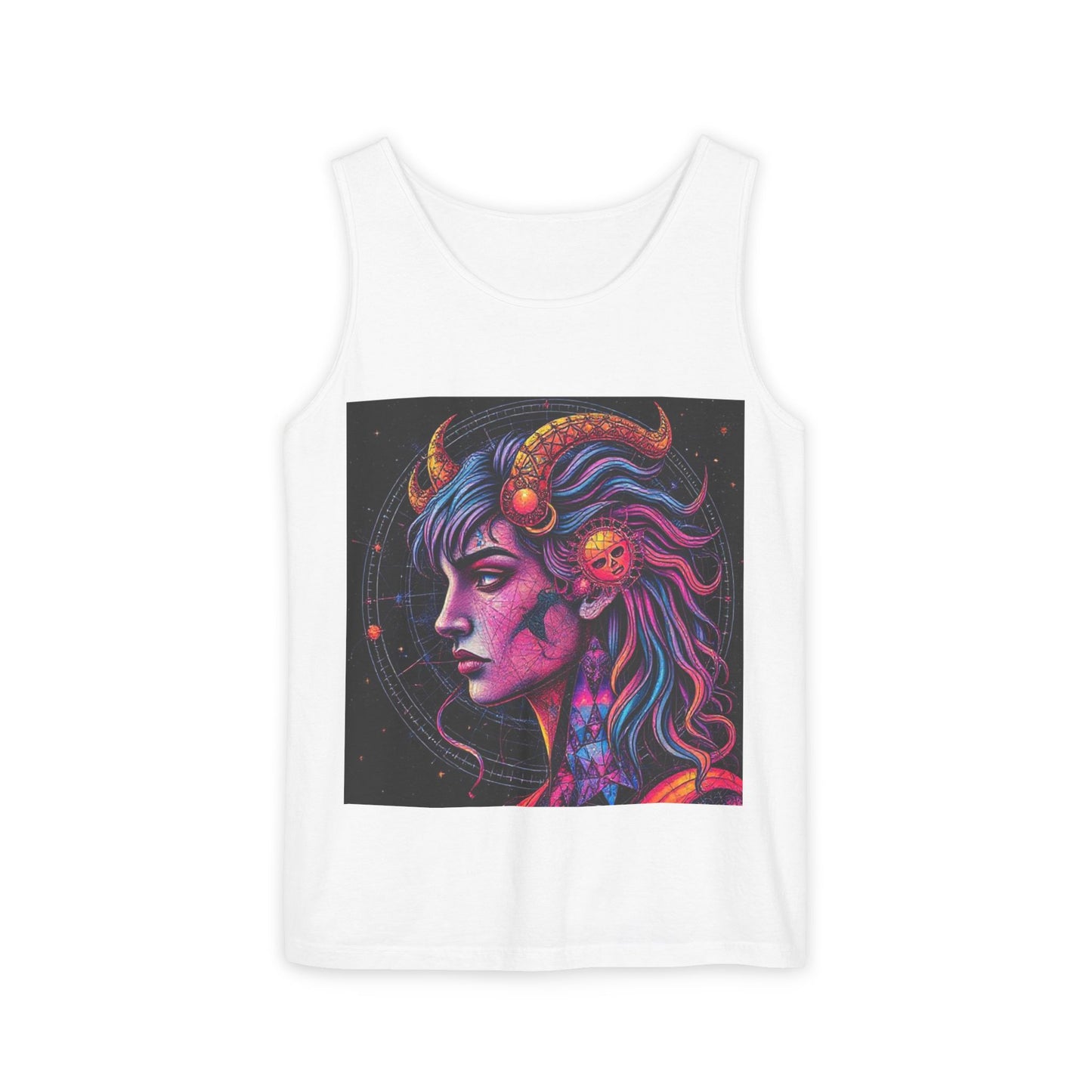 Unisex Garment-Dyed, Tank Top, Virgo Design, Pop Art v1, 100% US cotton