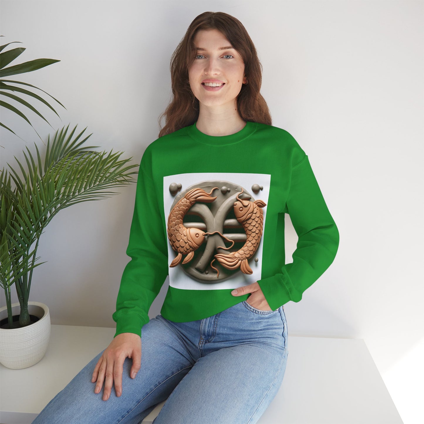 Unisex Heavy Blend™ Crewneck Sweatshirt,Two Fishes Pisces Zodiac Design
