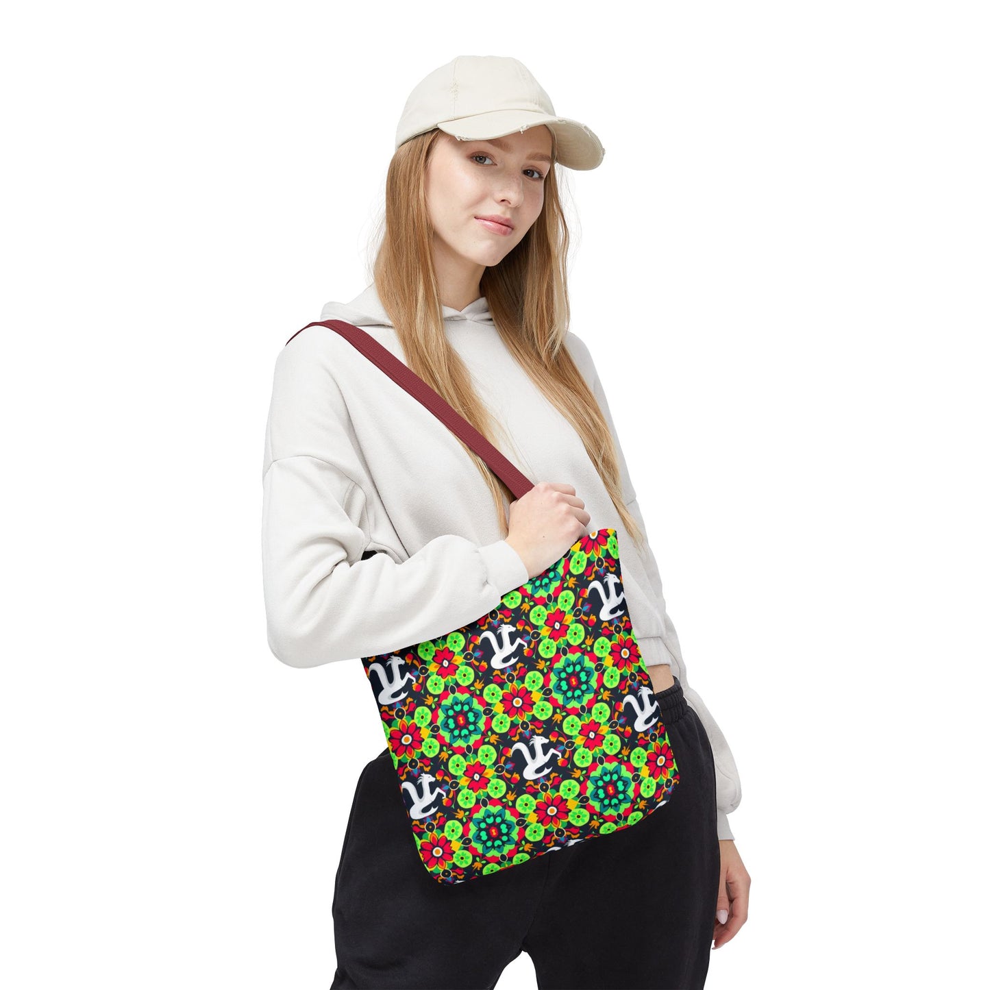 Tote Bag, (AOP), Aquarius, Zodiac v4, Flower Pattern