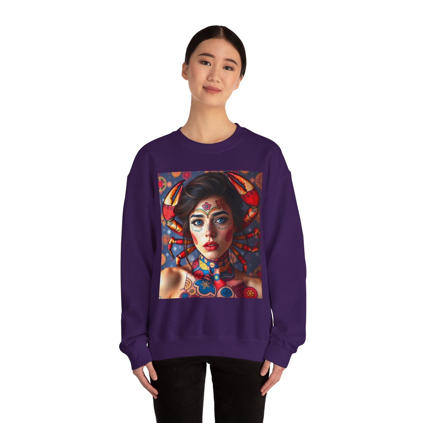Unisex Heavy Blend™ Crewneck Sweatshirt, Cancer, Zodiac v2, Sexy Pattern