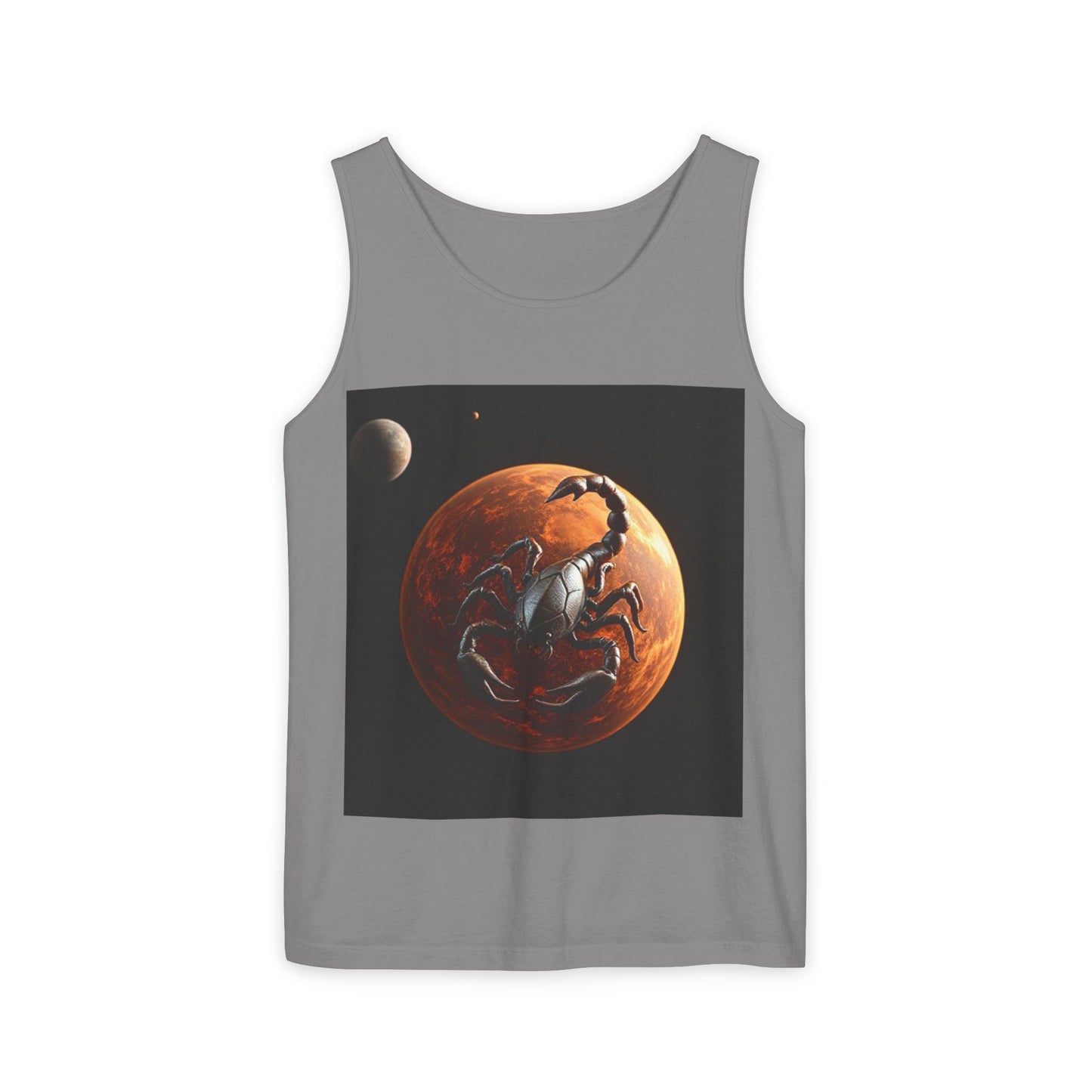 Unisex Garment-Dyed, Tank Top, Scorpio Design, Planet Symbol, 100% US cotton