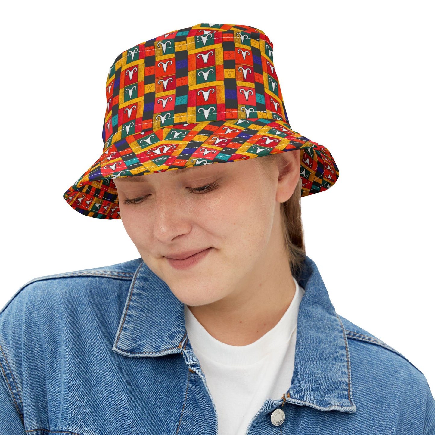 Bucket Hat, (AOP), Aries, Zodiac v1, Shape Pattern