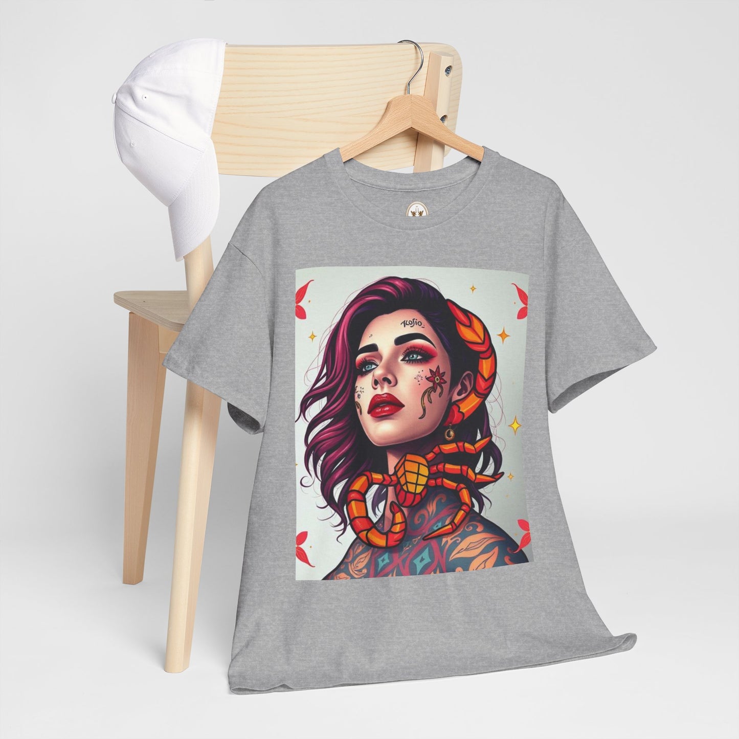 Unisex Heavy Cotton T-Shirt, Scorpio, Zodiac v3, Sexy Art