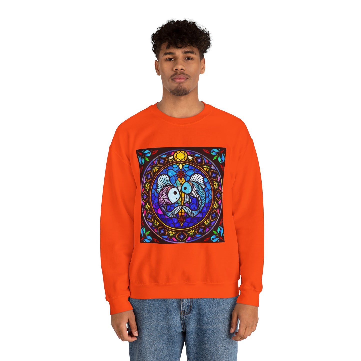 Unisex Heavy Blend™ Crewneck Sweatshirt, Glass, Pisces Zodiac Design