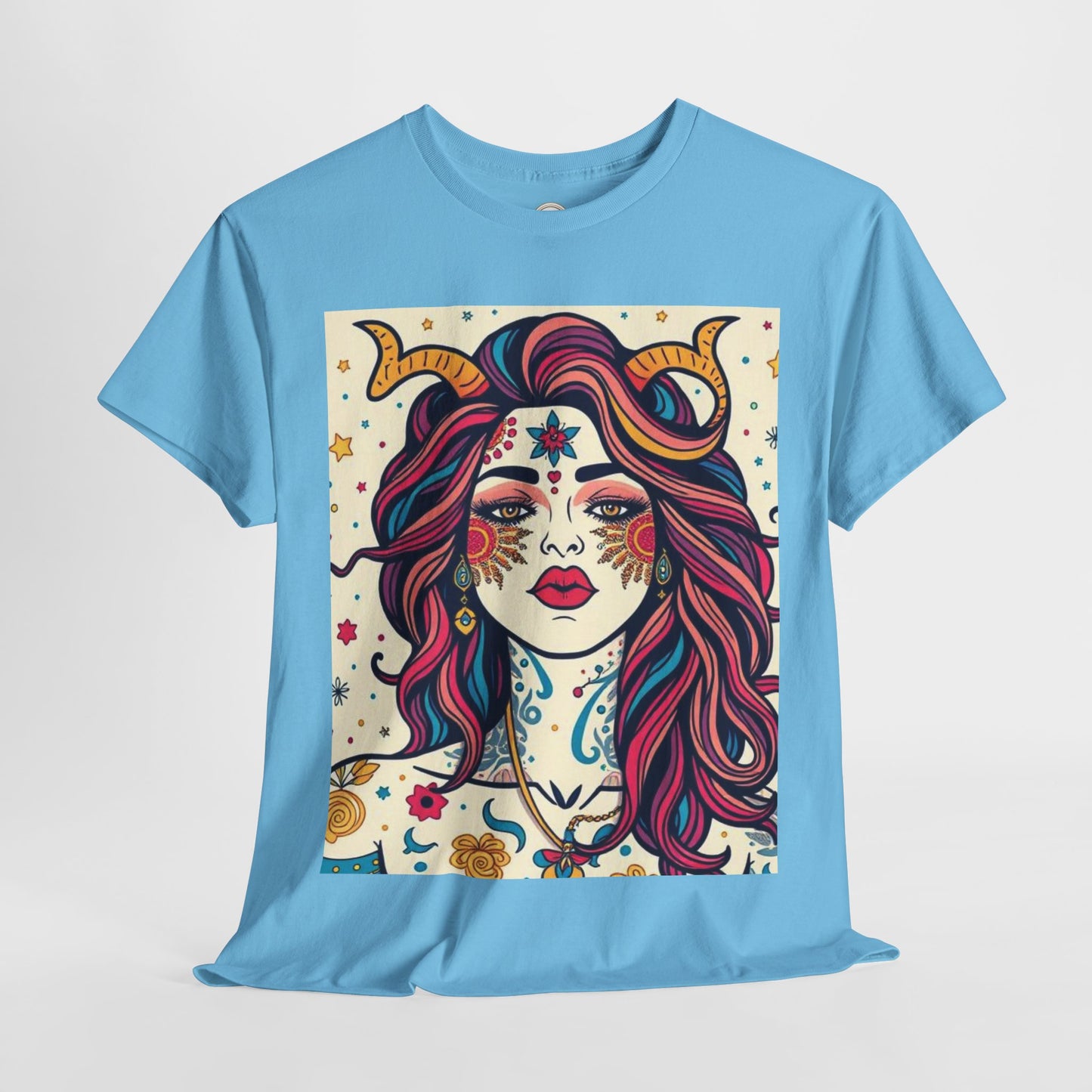 Unisex Heavy Cotton T-Shirt, Virgo, Zodiac v3, Sexy Art
