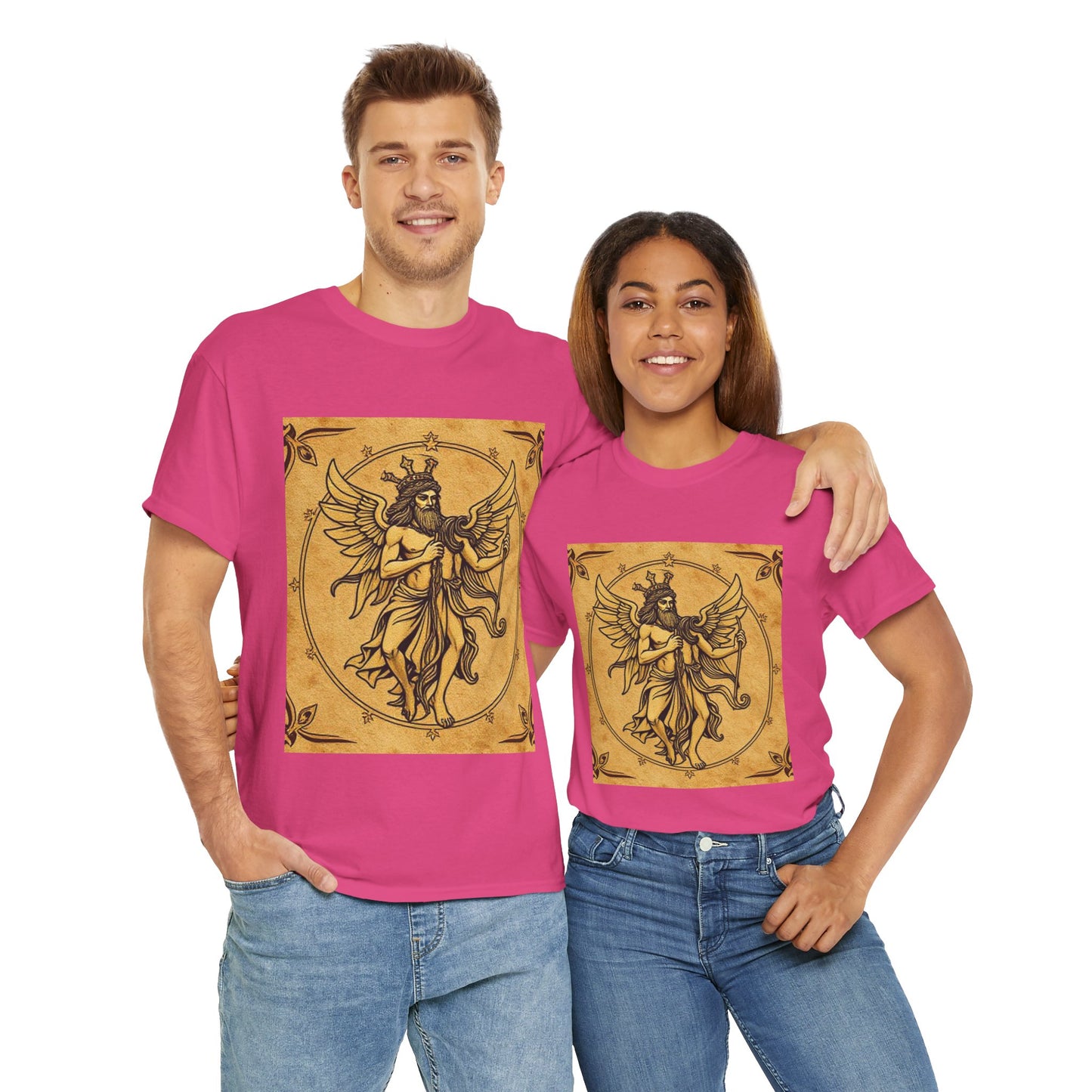 Unisex Heavy Cotton T-Shirt, Pencil Art, Gemini Zodiac Design