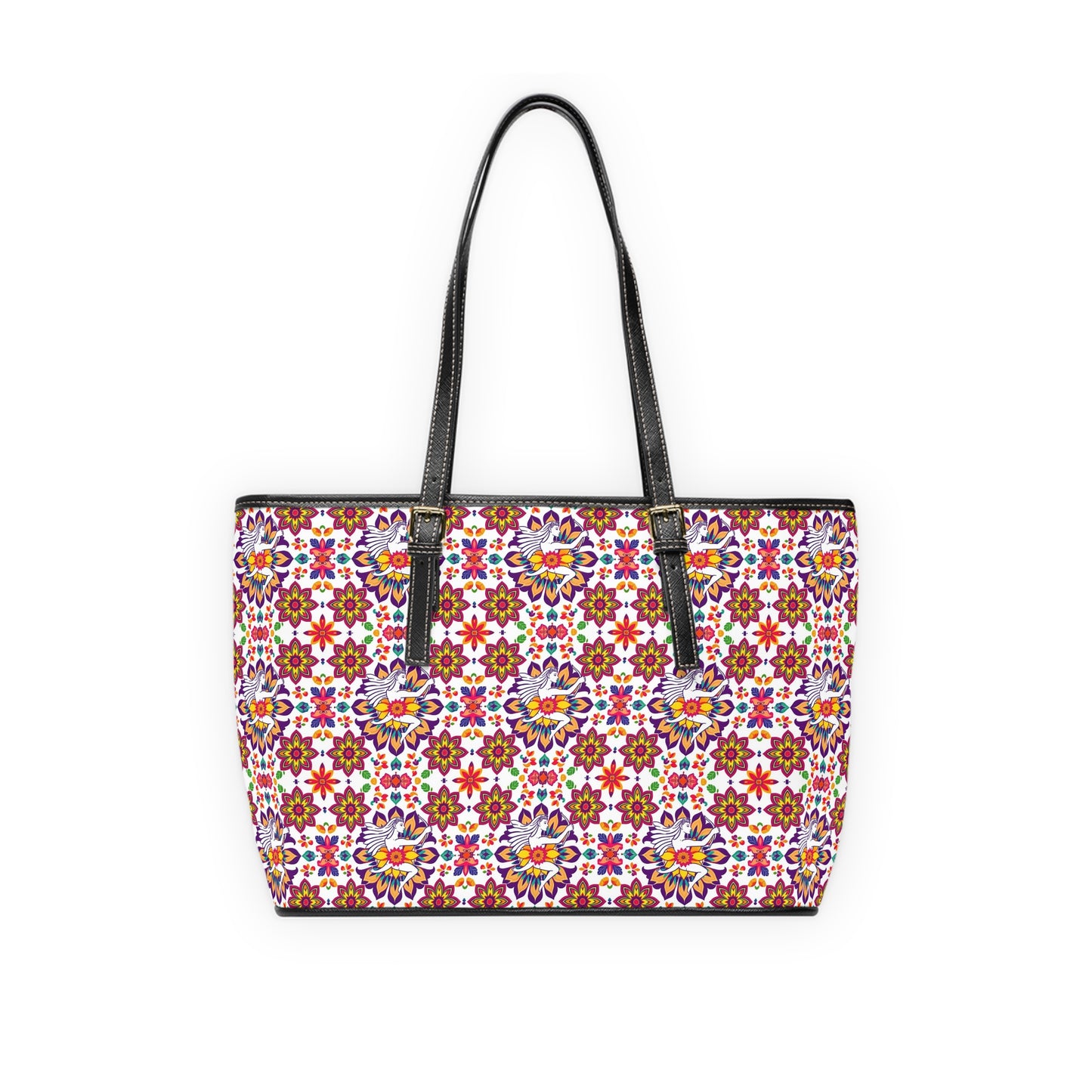 Leather Shoulder Bag, Sagittarius, Zodiac v1, Flower Pattern