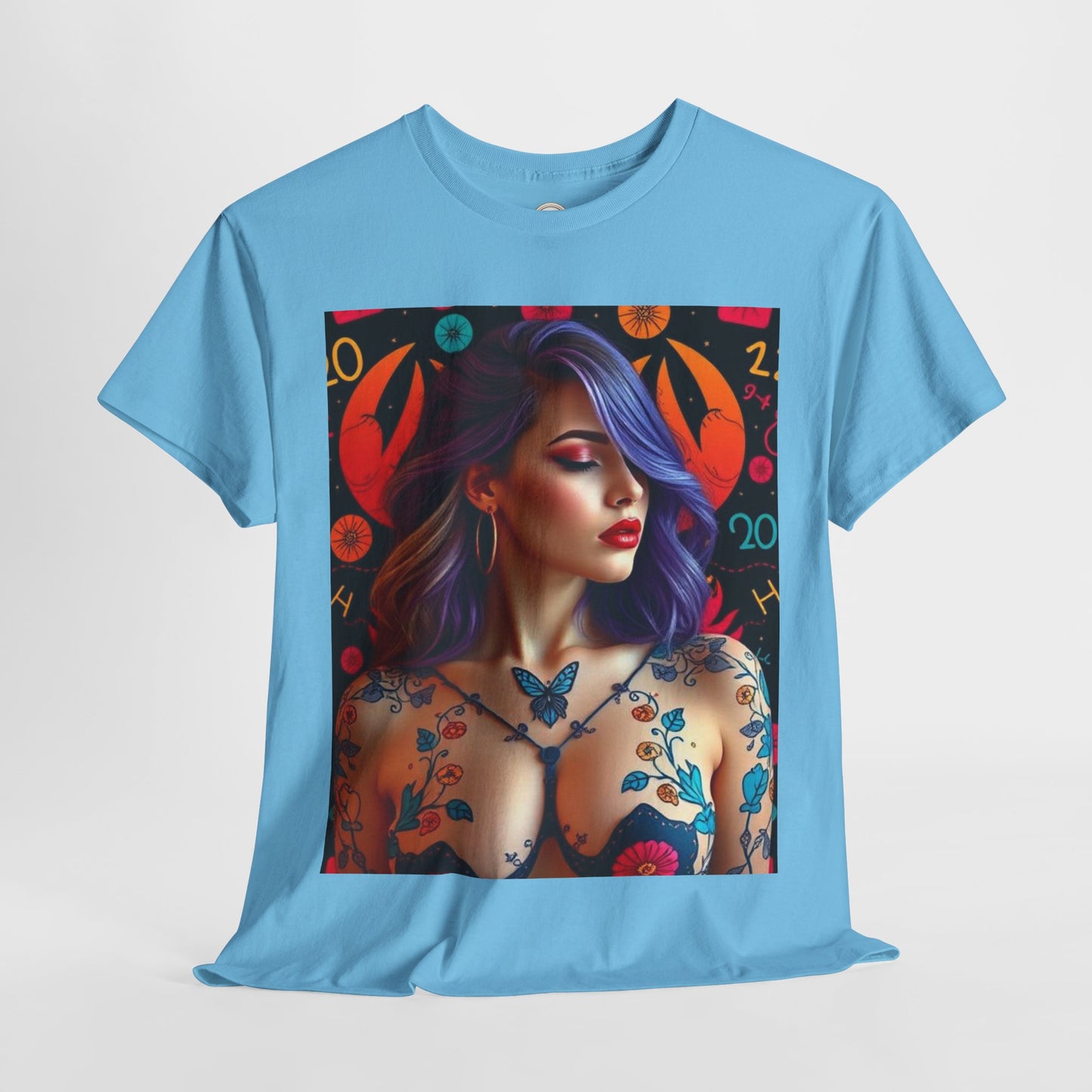 Unisex Heavy Cotton T-Shirt, Cancer, Zodiac, Sexy Art
