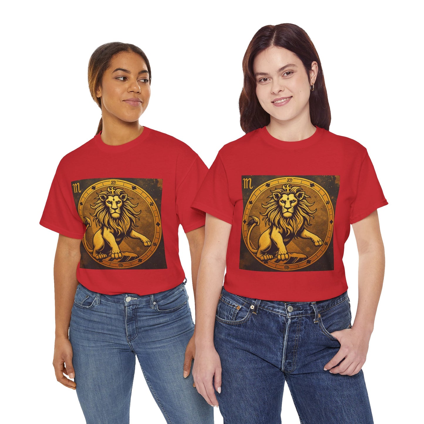 Unisex Heavy Cotton T-Shirt, Gold Lion v1, Leo Zodiac Design
