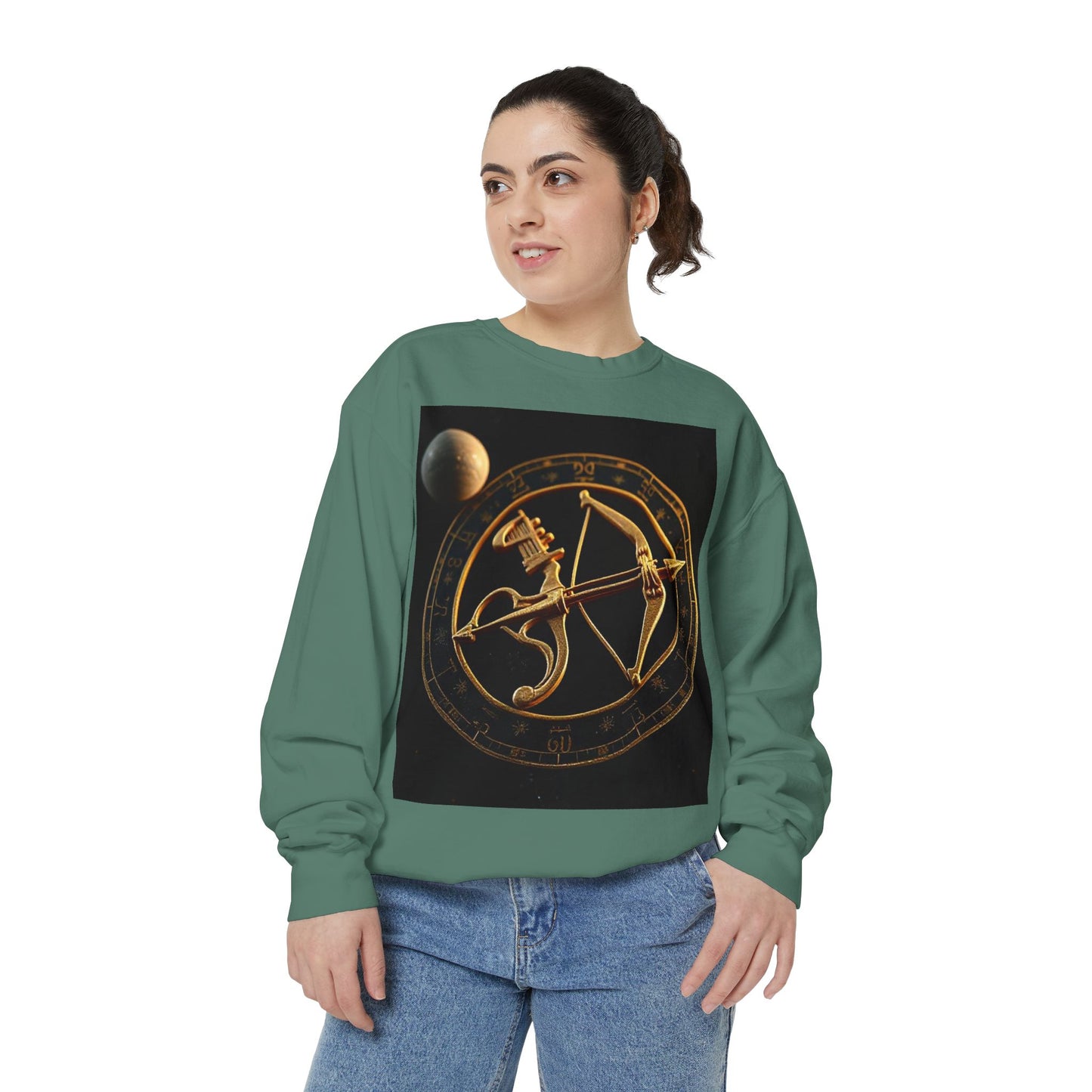 Garment-Dyed Sweatshirt, Unisex, Space Symbol Design, Sagittarius