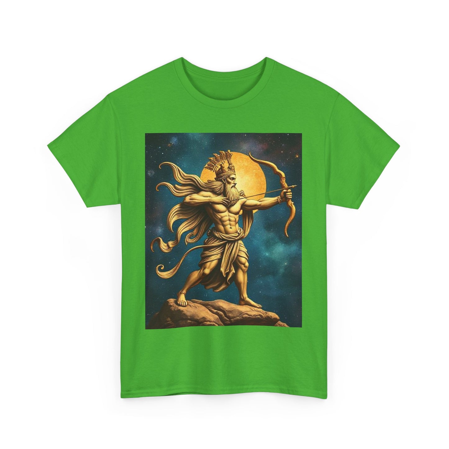 Unisex Heavy Cotton T-Shirt, Midnight Arrow v1, Sagittarius Zodiac Design