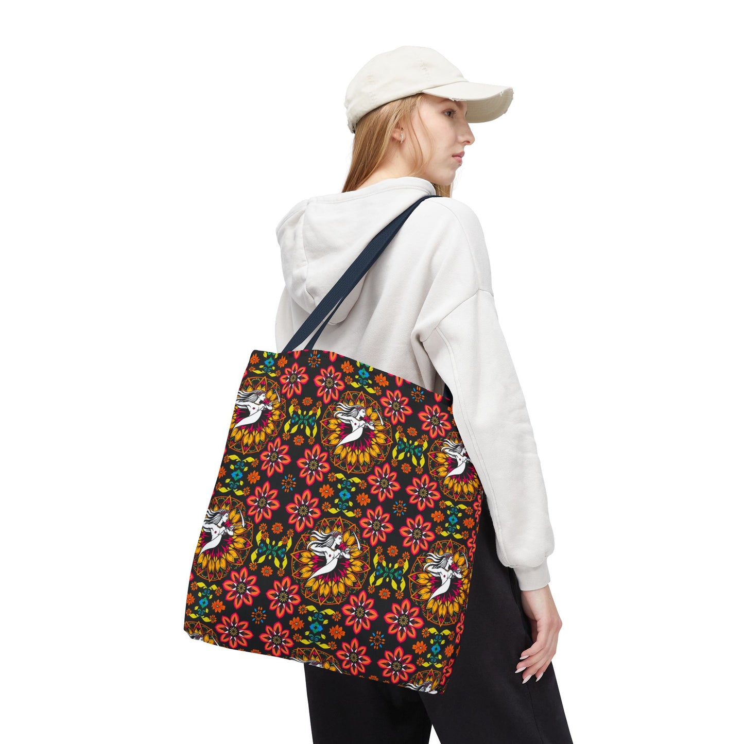 Tote Bag (AOP), Sagittarius, Zodiac v1, Flower Pattern