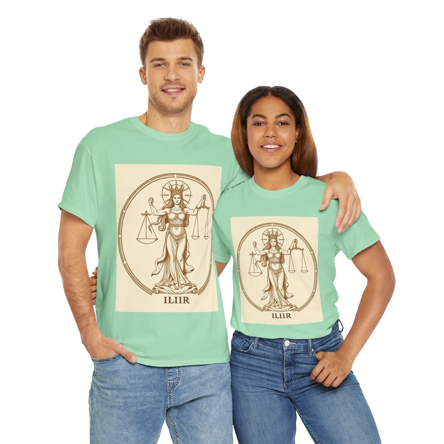 Unisex Heavy Cotton T-Shirt, Libra Goddess, Zodiac Design