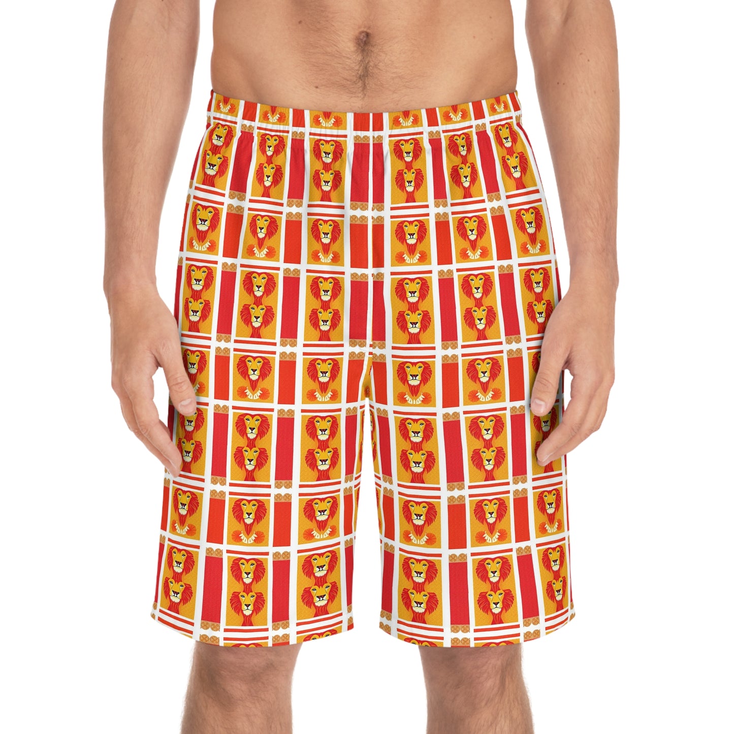 Men's Board Shorts, (AOP), Leo, Zodiac, Shape Pattern