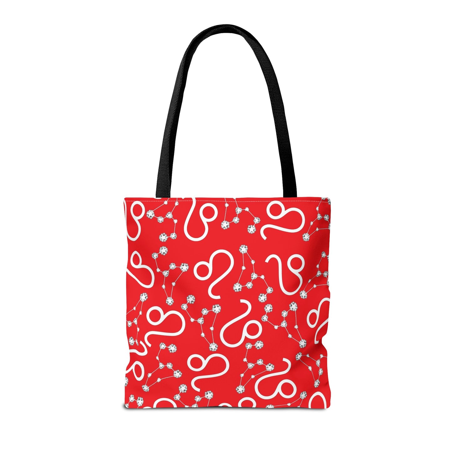 Tote Bag, Leo Zodiac Sign, AOP, (Red, White)