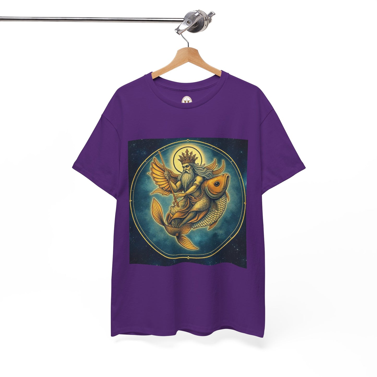 Unisex Heavy Cotton T-Shirt, Pisces King v1, Zodiac Design