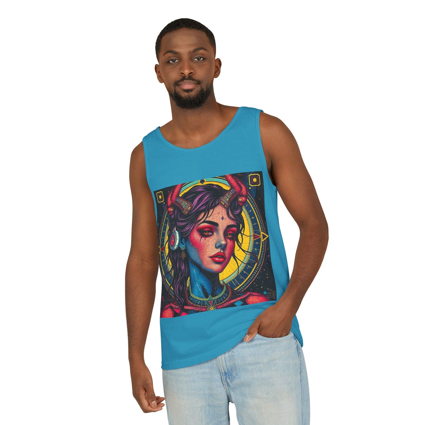 Unisex Garment-Dyed, Tank Top, Scorpio Design, Pop Art, 100% US cotton