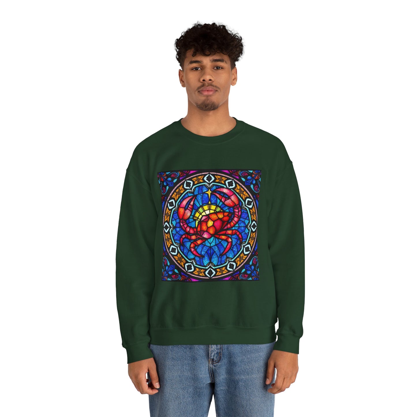 Unisex Heavy Blend™ Crewneck Sweatshirt, Glass 1, Cancer Zodiac Design