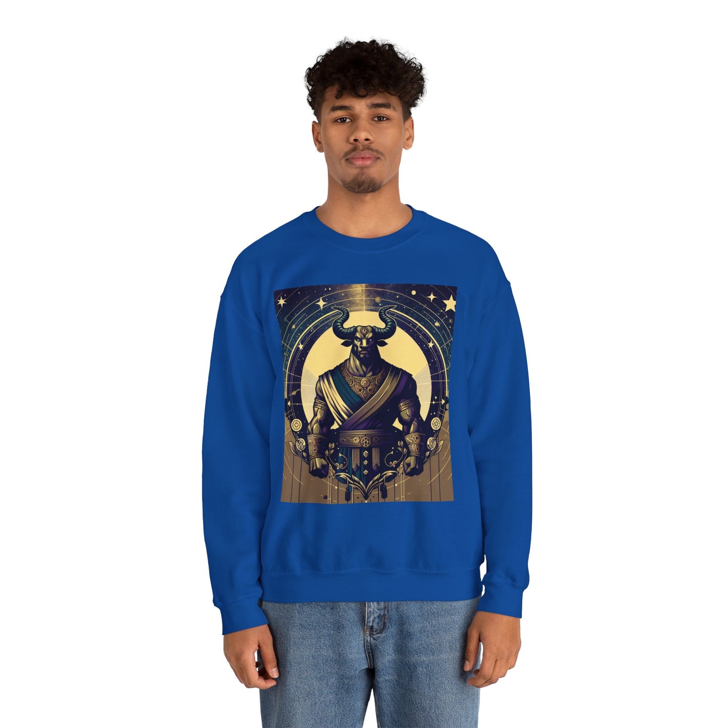 Unisex Heavy Blend™ Crewneck Sweatshirt, Minotaur, Taurus Zodiac Design