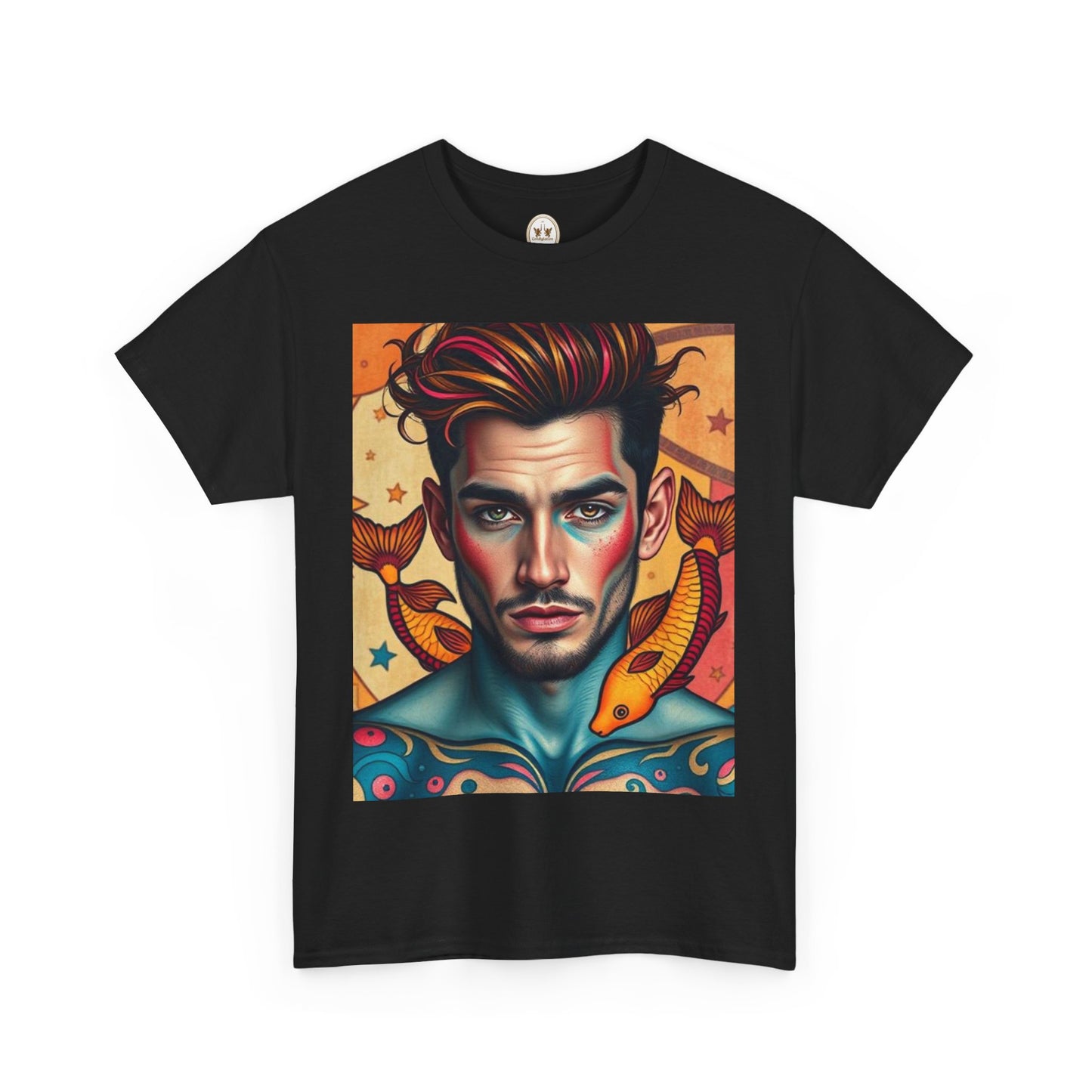 Unisex Heavy Cotton T-Shirt, Pisces, Zodiac v2, Sexy Art