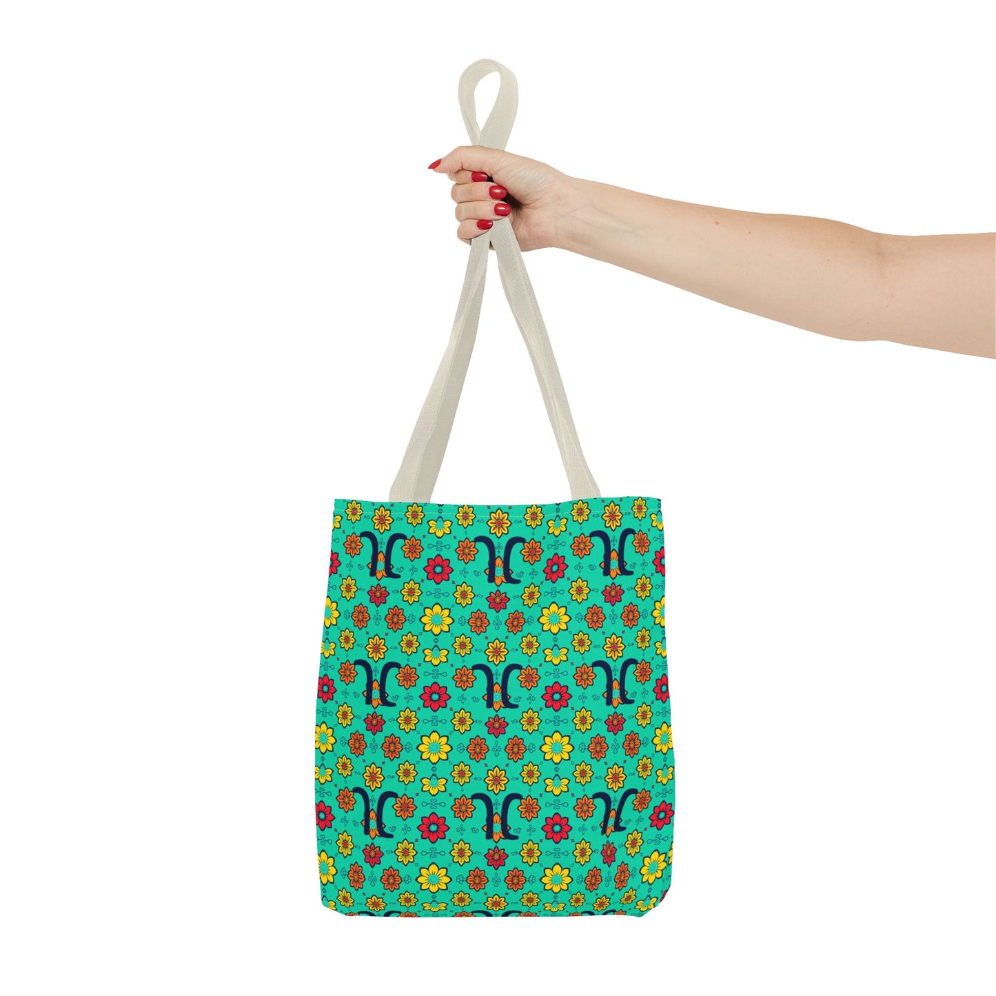 Tote Bag, (AOP), Aquarius, Zodiac, Flower Pattern