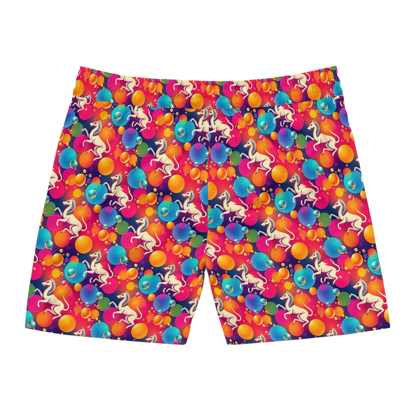 Men's Mid-Length Swim Shorts, (AOP), Virgo, Zodiac v2, Bubble Pattern