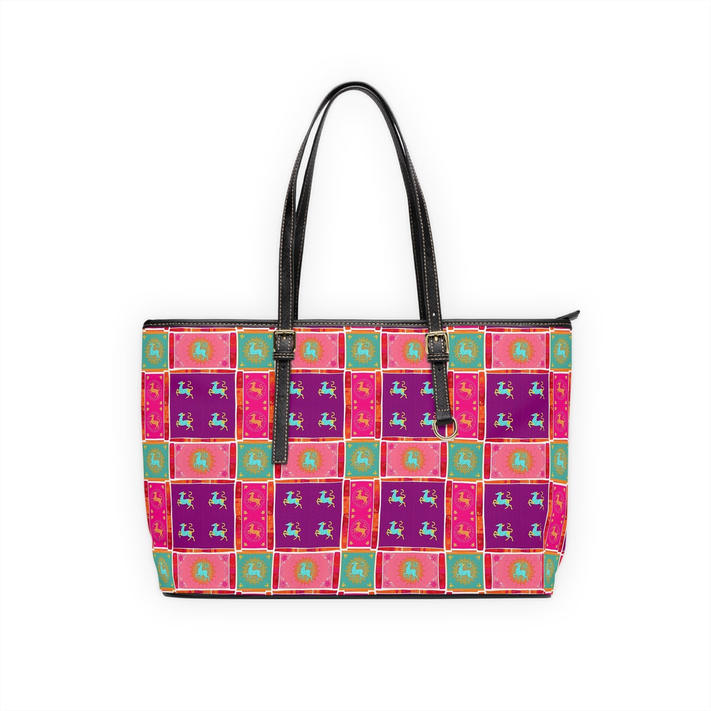 Leather Shoulder Bag, Capricorn, Zodiac, Shapes Pattern