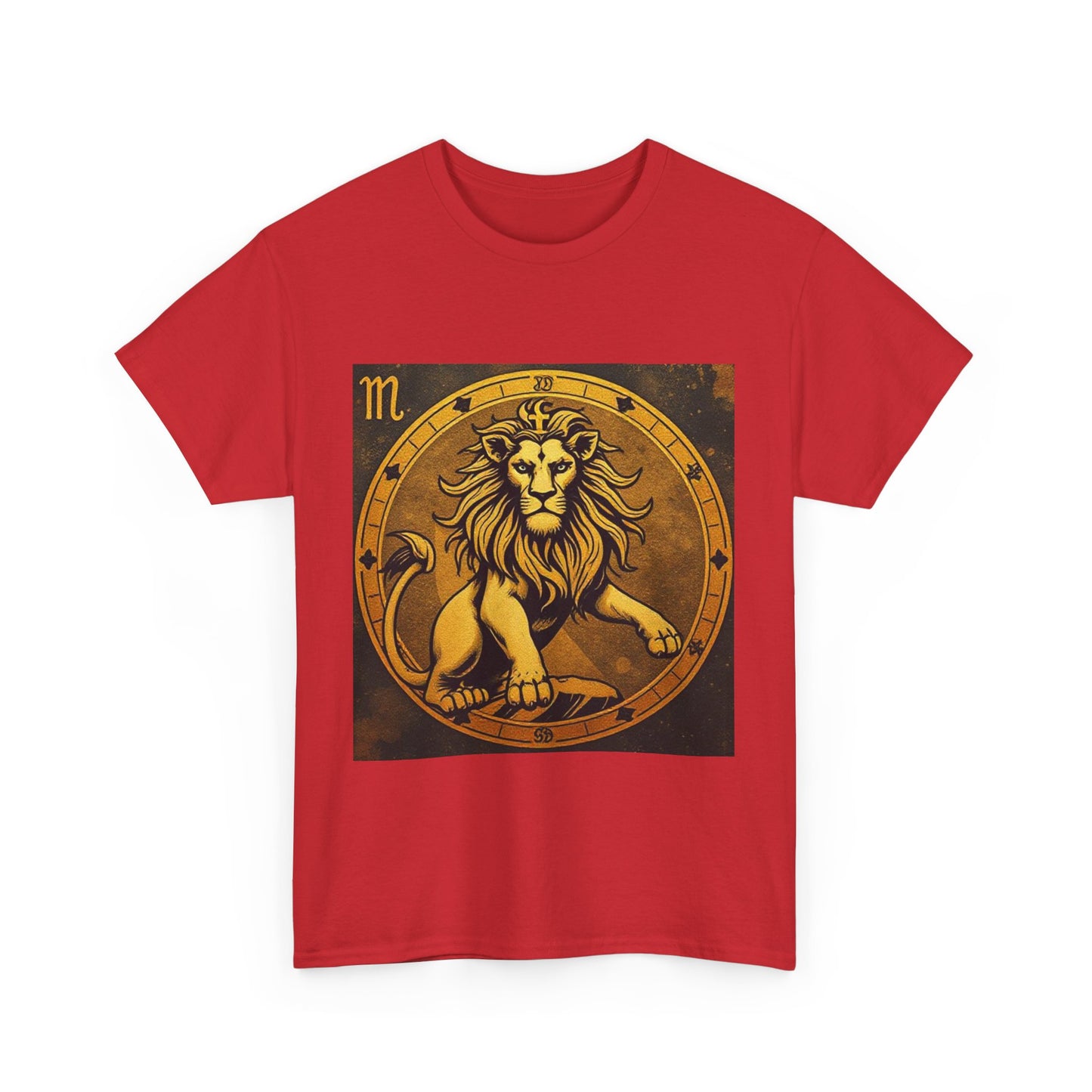 Unisex Heavy Cotton T-Shirt, Gold Lion v1, Leo Zodiac Design