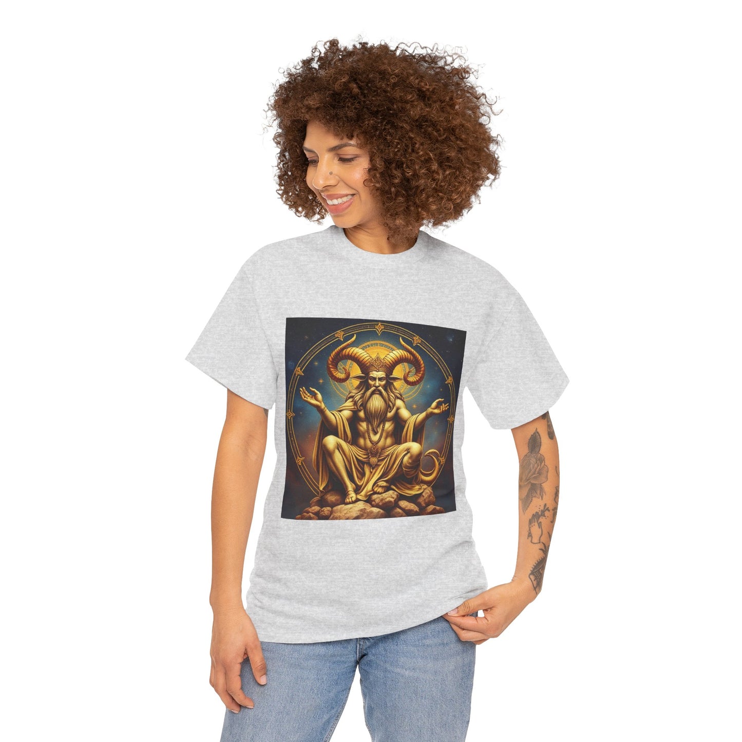 Unisex Heavy Cotton T-Shirt, On The Throne, Taurus Zodiac Design