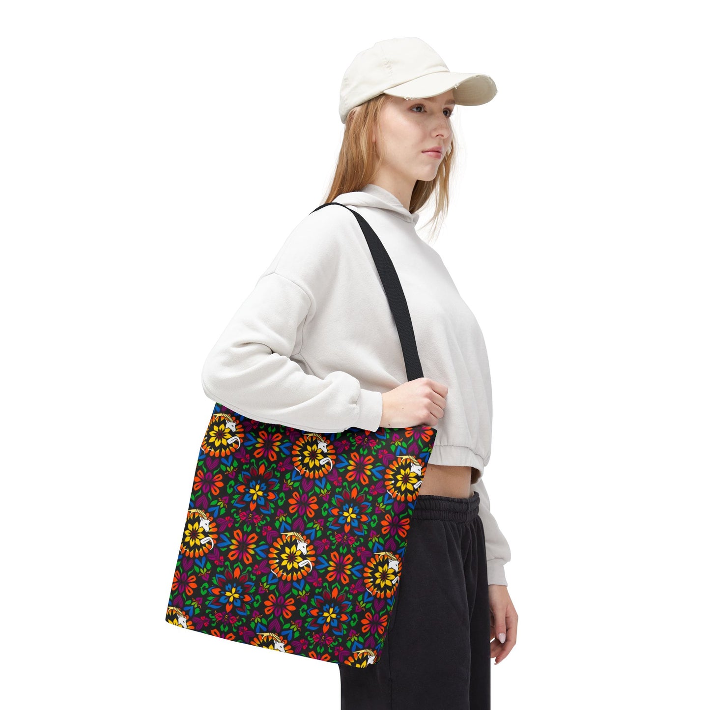 Tote Bag, (AOP), Capricorn, Zodiac v3, Flower Pattern