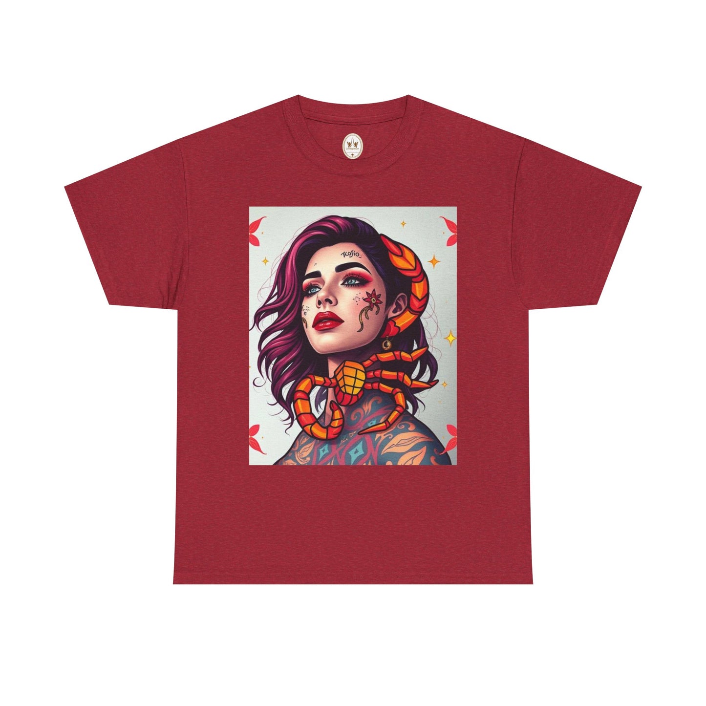 Unisex Heavy Cotton T-Shirt, Scorpio, Zodiac v3, Sexy Art