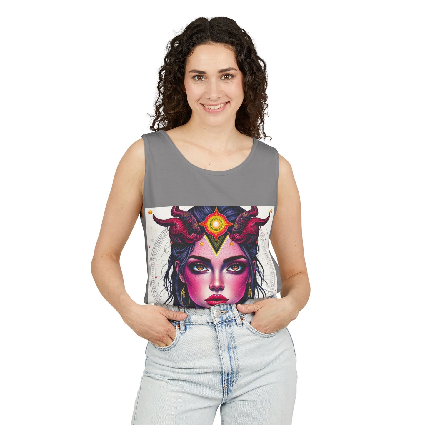 Unisex Garment-Dyed, Tank Top, Virgo Design, Pop Art, 100% US cotton