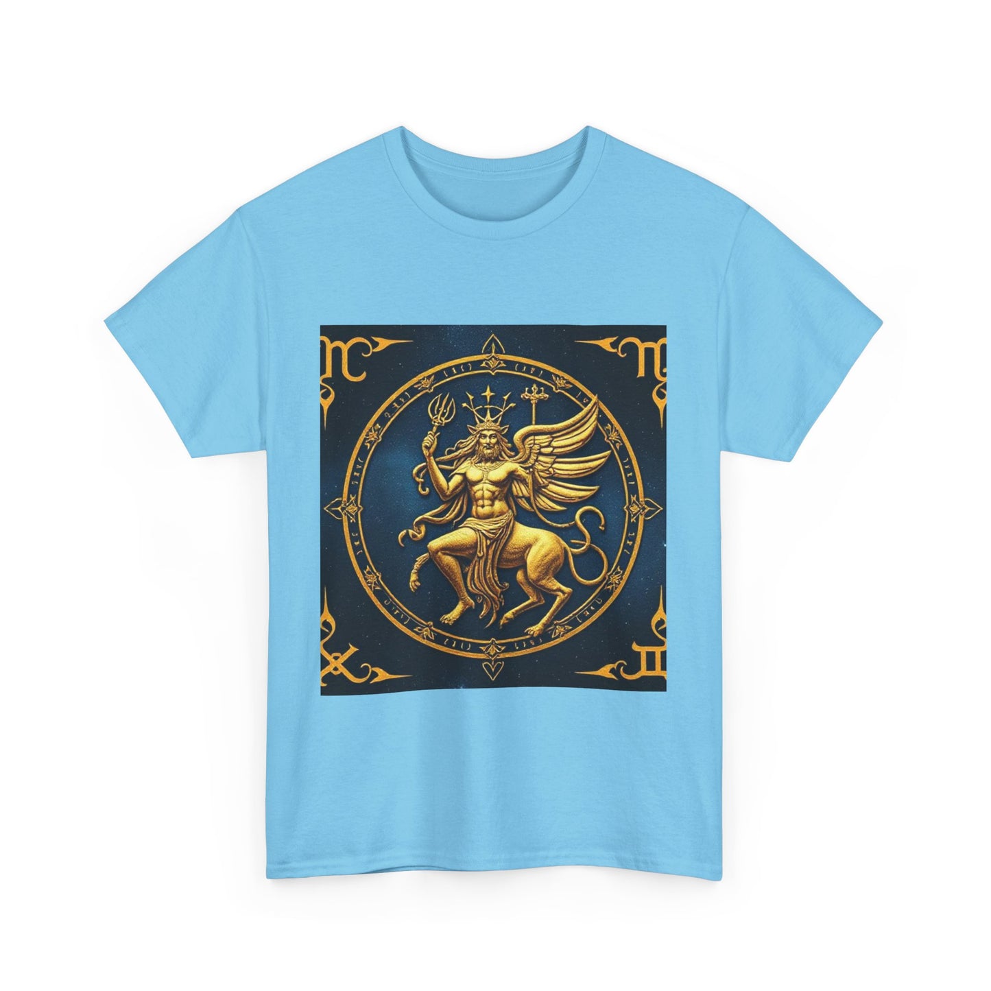 Unisex Heavy Cotton T-Shirt, Gold Angel, Symbol, Virgo Zodiac Design