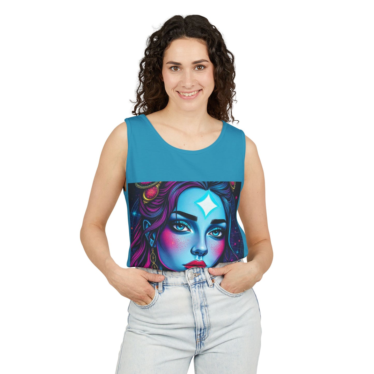 Unisex Garment-Dyed, Tank Top, Gemini, Pop Art, 100% US cotton