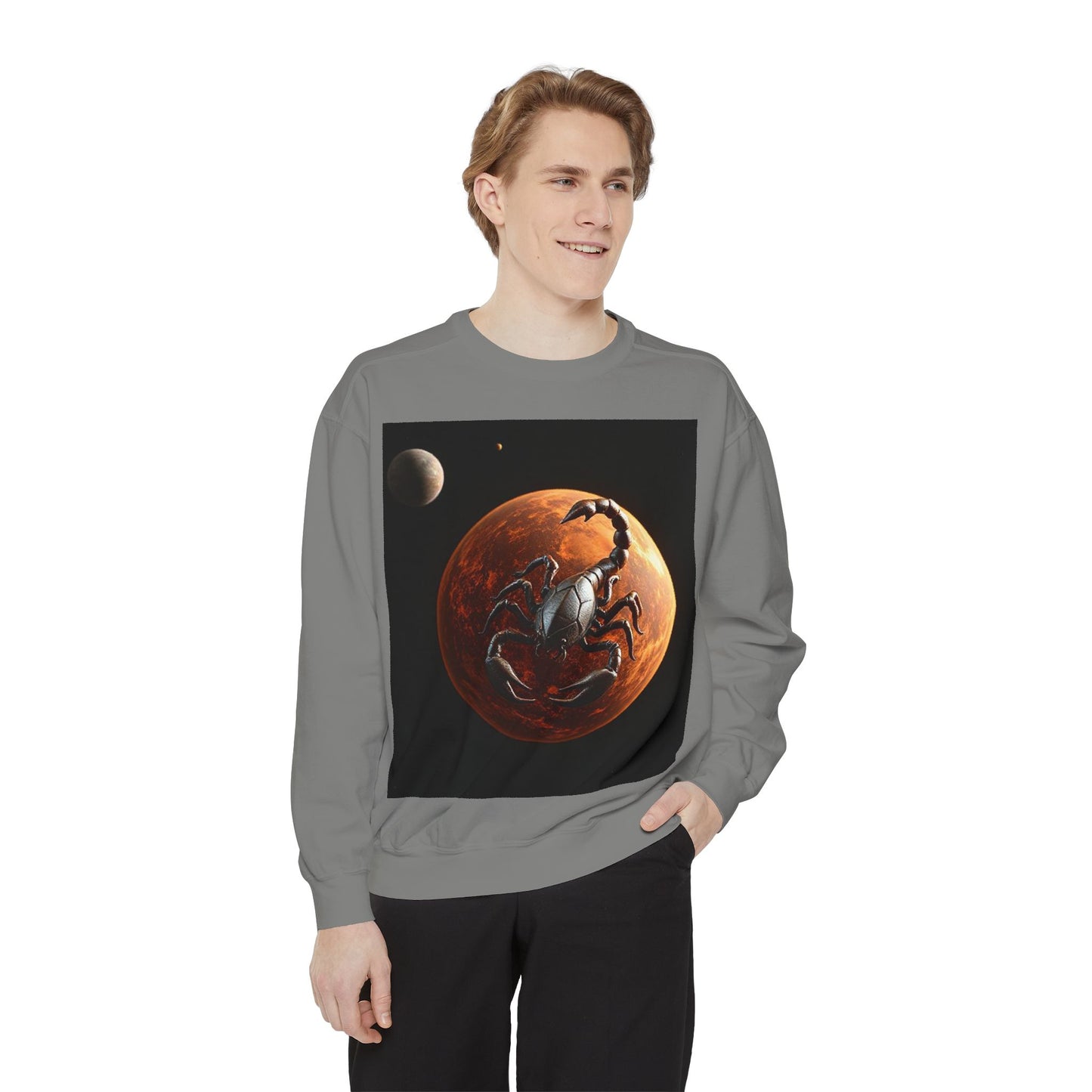 Garment-Dyed Sweatshirt, Unisex, Space Animal Design, Scorpio