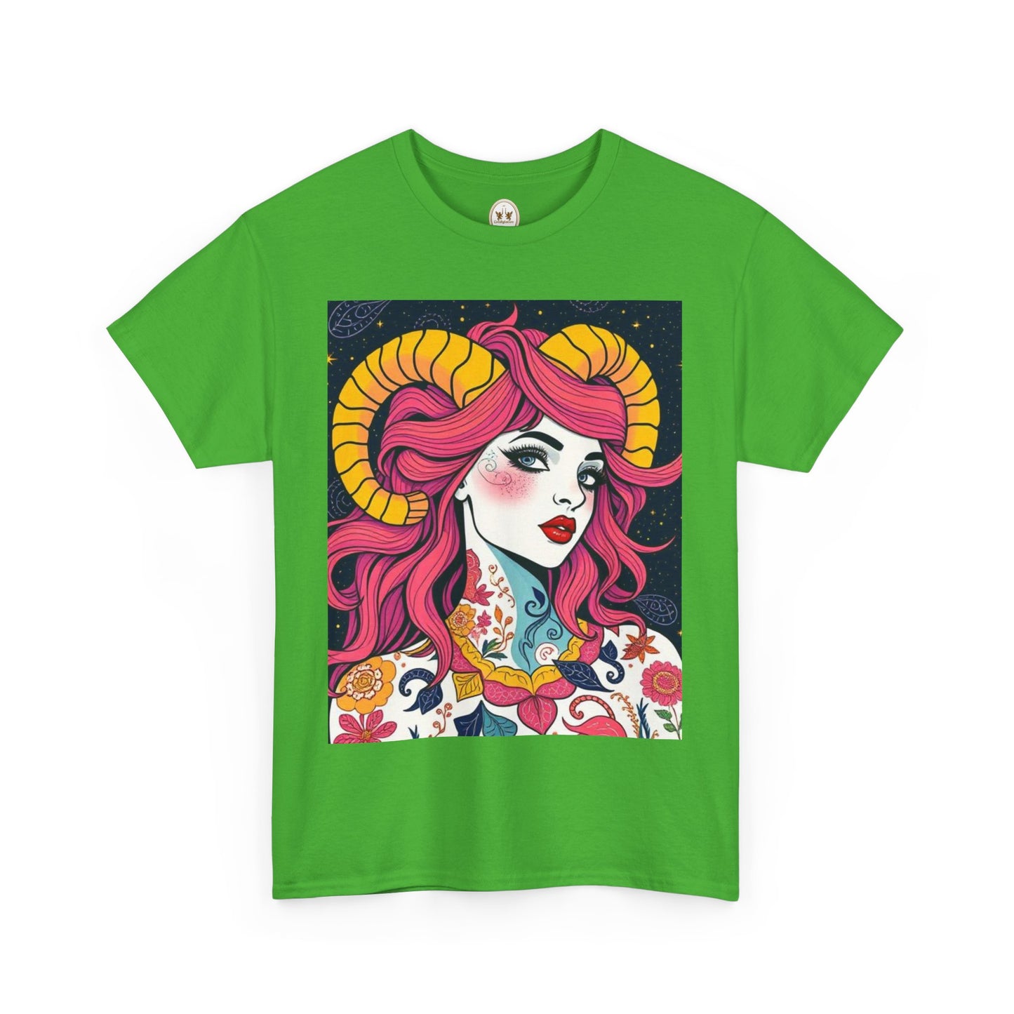Unisex Heavy Cotton T-Shirt, Aries, Zodiac v2, Sexy Art