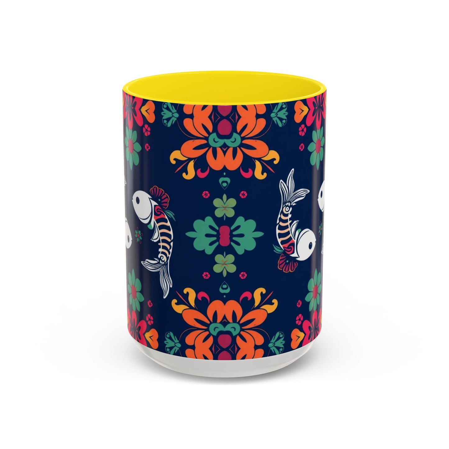 Accent Coffee Mug, Pisces, Zodiac. Flower Pattern, (11, 15oz)