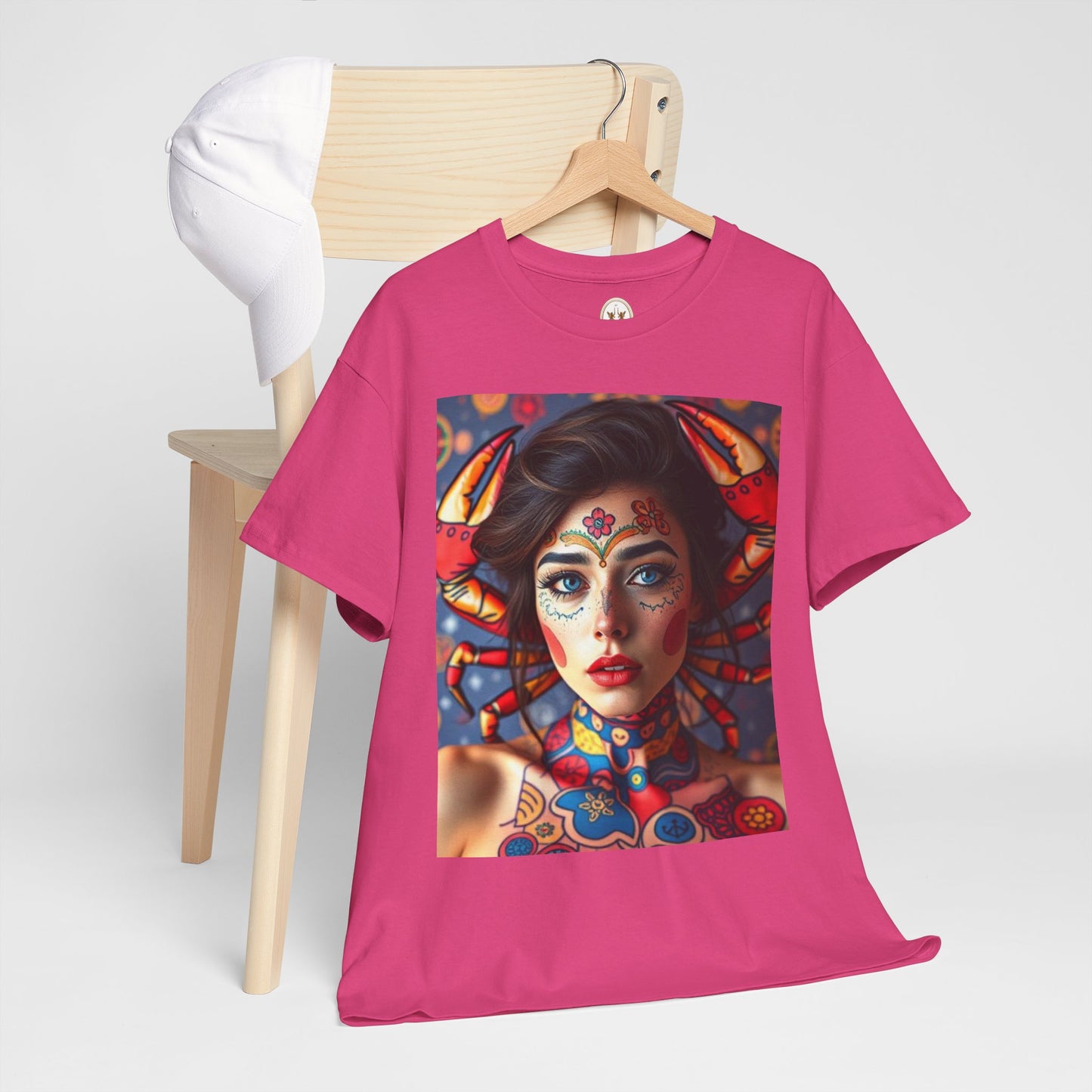 Unisex Heavy Cotton T-Shirt, Cancer, Zodiac v1, Sexy Art