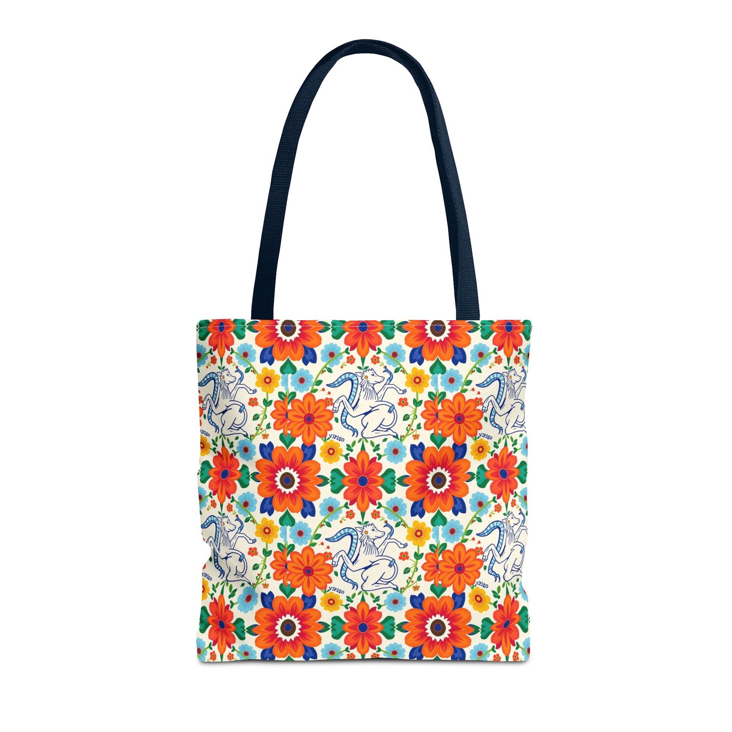 Tote Bag (AOP), Virgo, Zodiac v1, Flower Pattern
