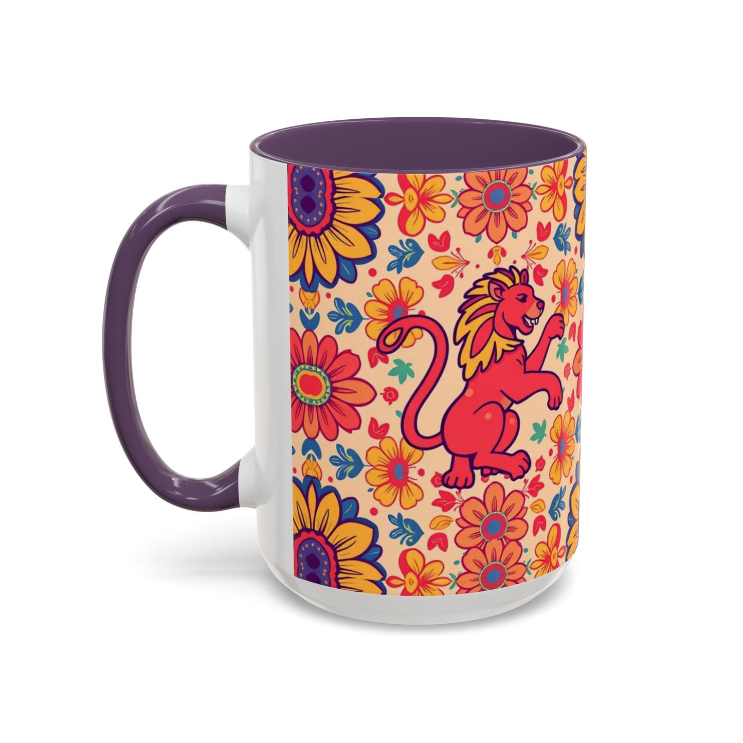 Accent Coffee Mug, Leo, Zodiac, Flower Pattern, (11, 15oz)