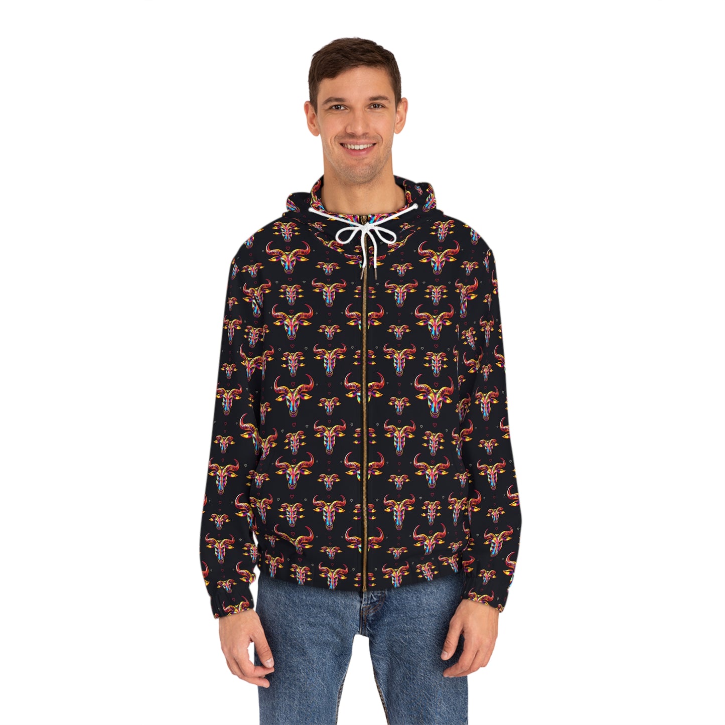 Full-Zip Hoodie (AOP), Taurus, Zodiac, Pattern